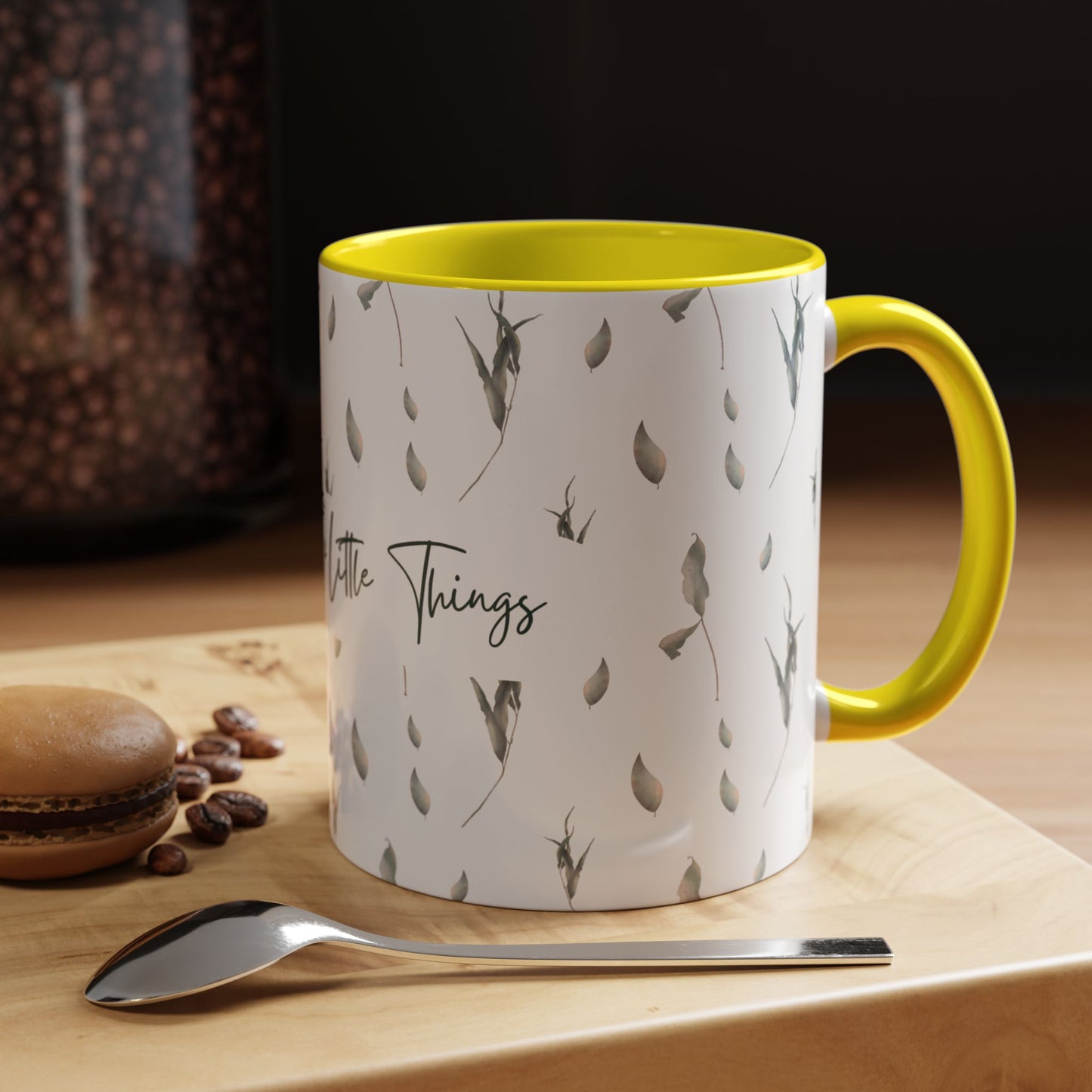 Enjoy The Little Things Accent Coffee Mug — Minimal Floral 11/15oz