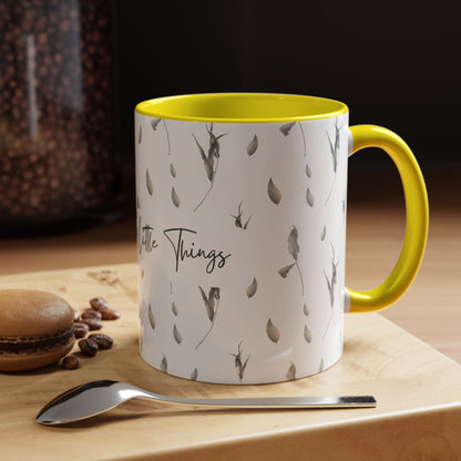Enjoy The Little Things Accent Coffee Mug — Minimal Floral 11/15oz