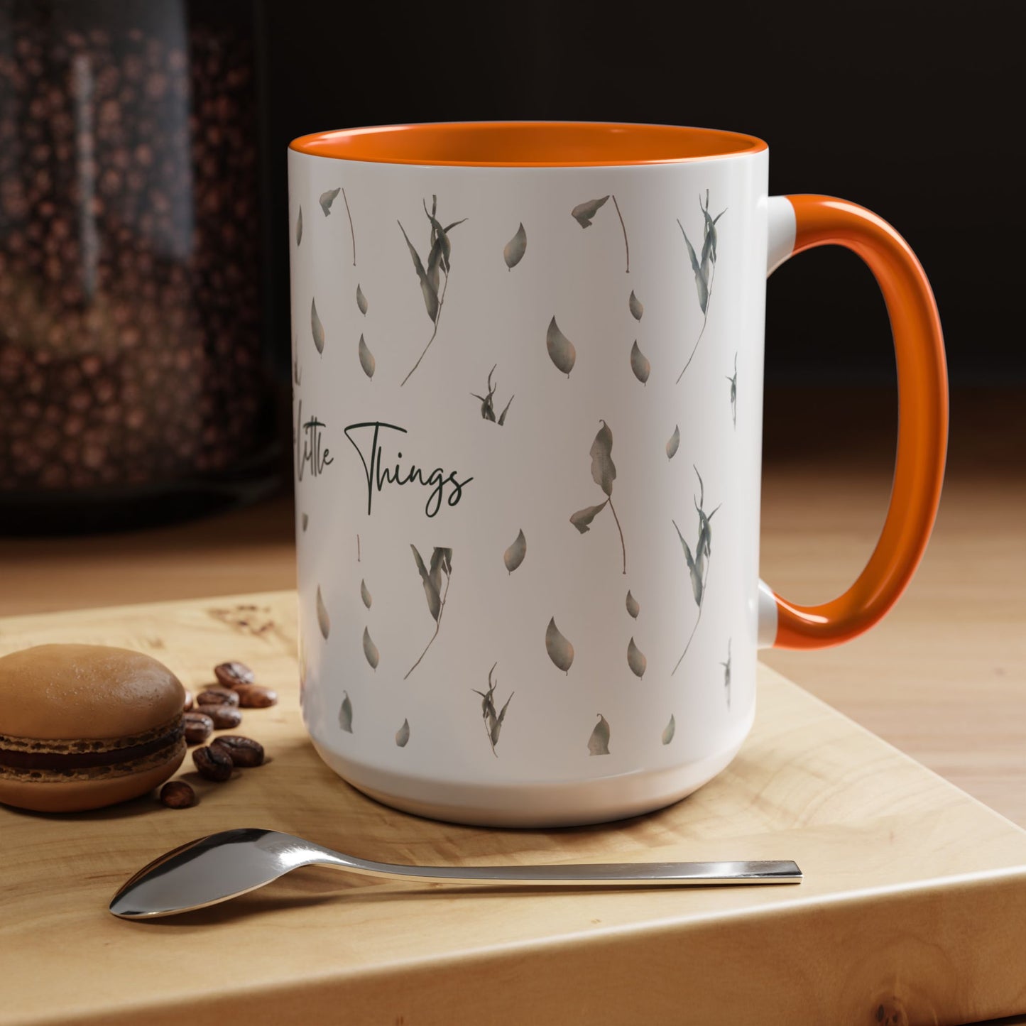 Enjoy The Little Things Accent Coffee Mug — Minimal Floral 11/15oz