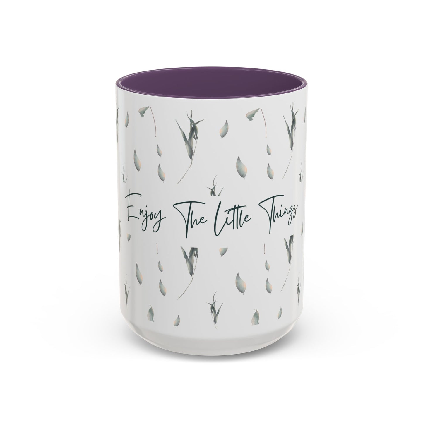 Enjoy The Little Things Accent Coffee Mug — Minimal Floral 11/15oz