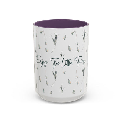 Enjoy The Little Things Accent Coffee Mug — Minimal Floral 11/15oz