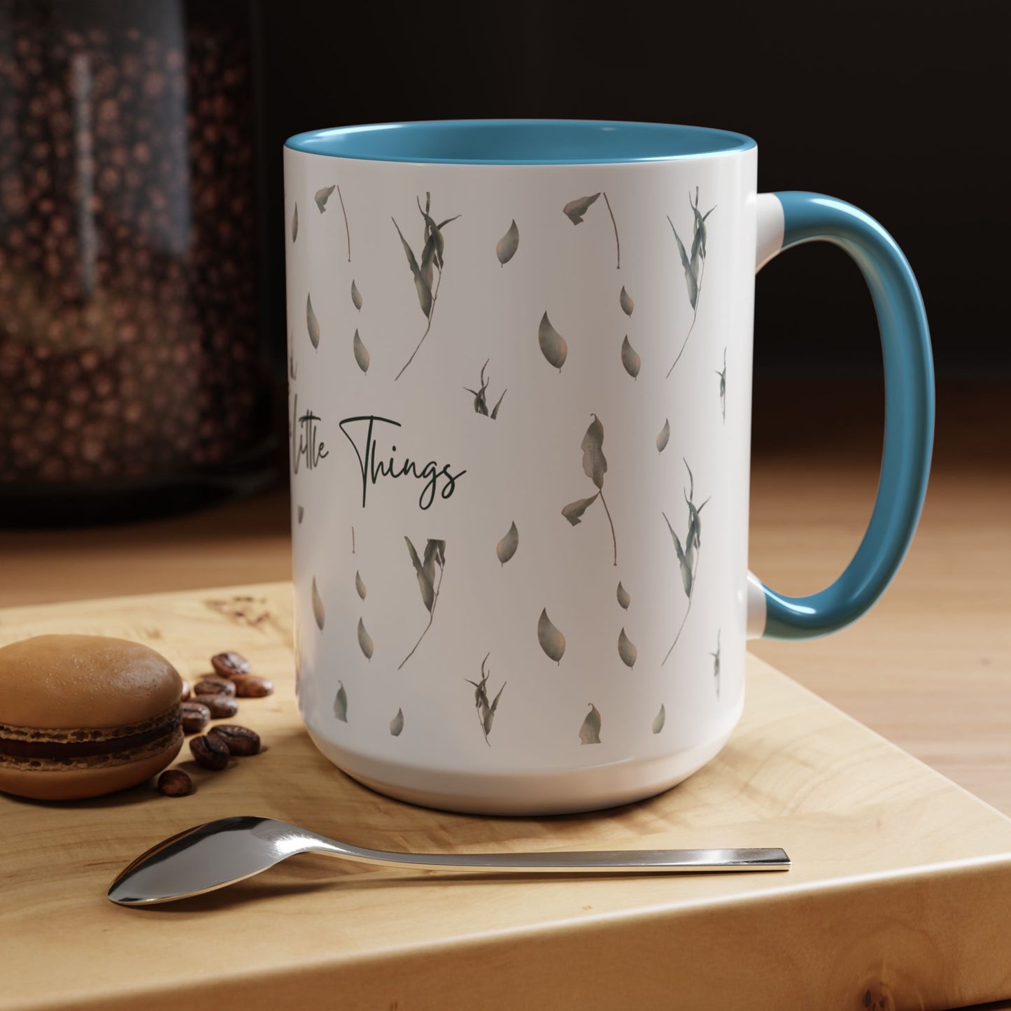 Enjoy The Little Things Accent Coffee Mug — Minimal Floral 11/15oz