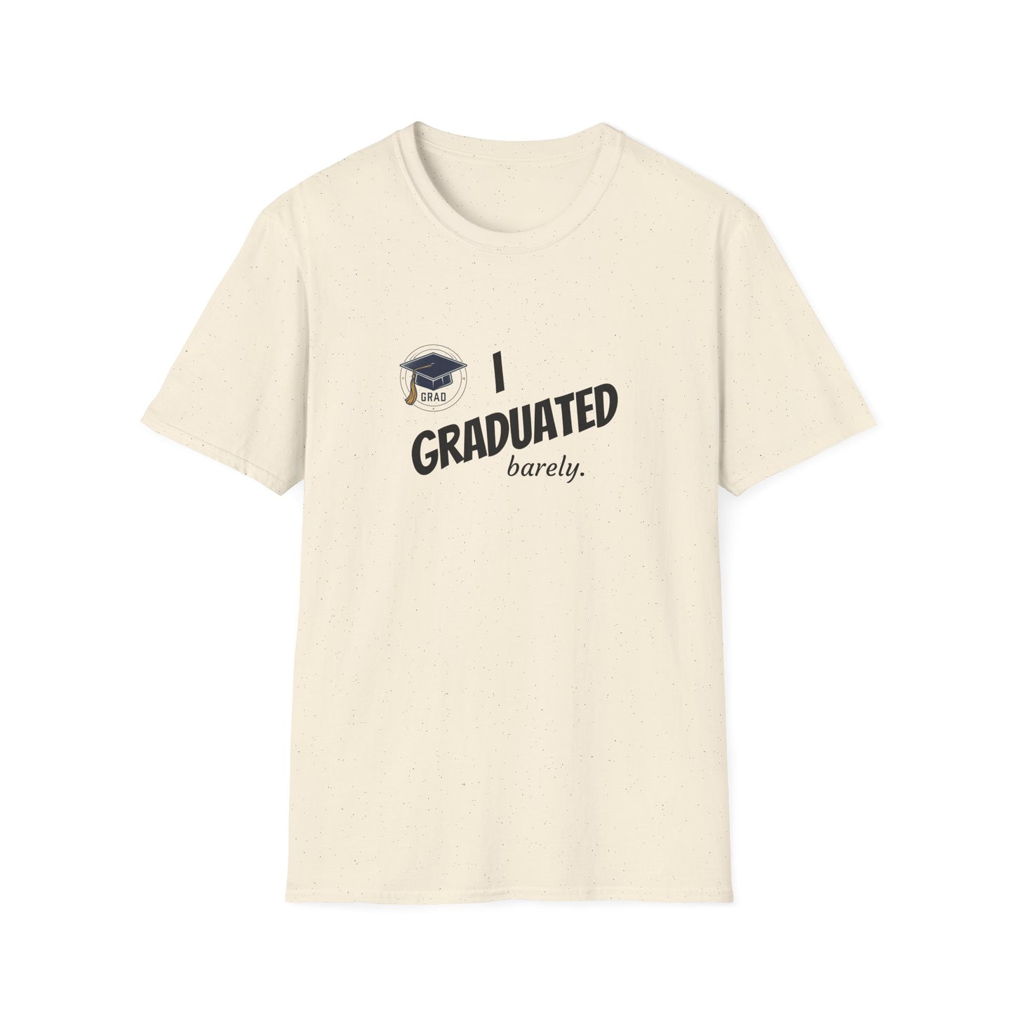 Graduation T-Shirt - "I Graduated (Barely)" Funny Grad Tee with Cap Graphic
