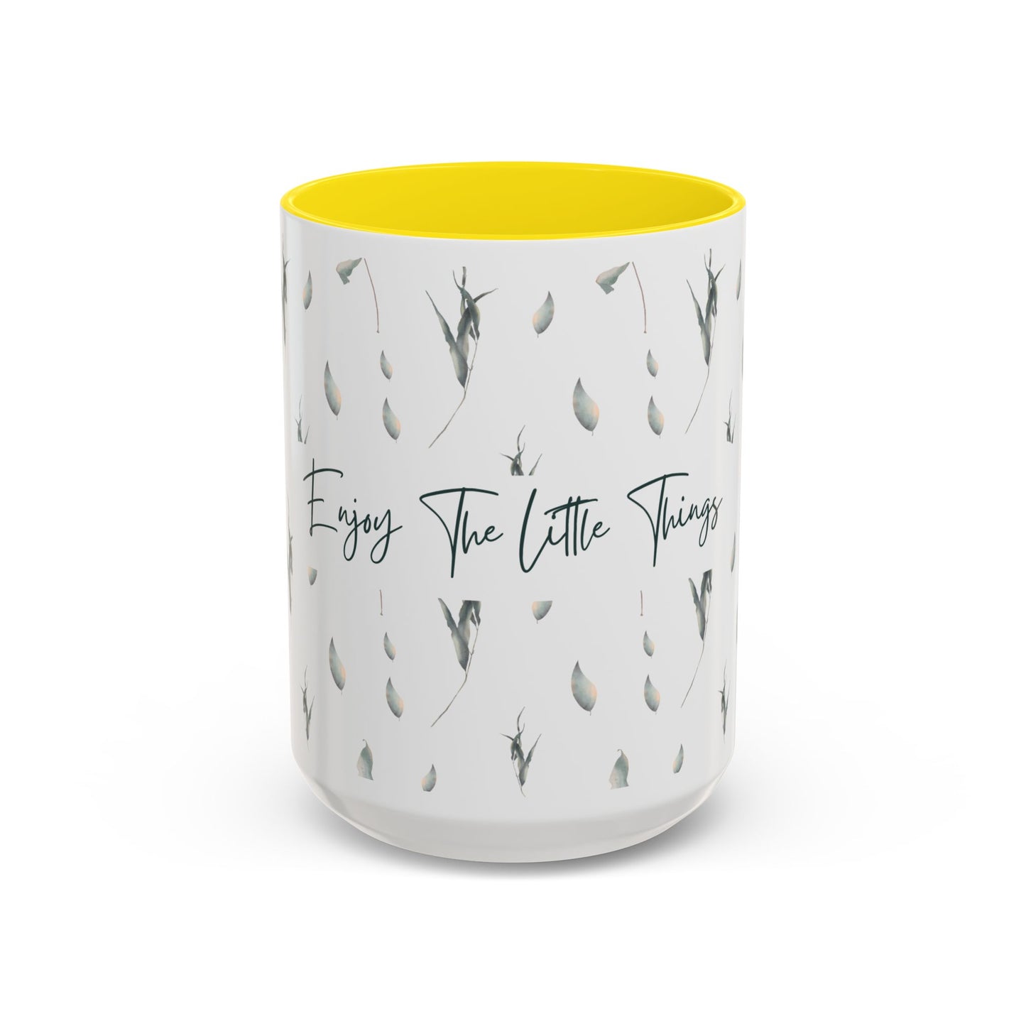 Enjoy The Little Things Accent Coffee Mug — Minimal Floral 11/15oz