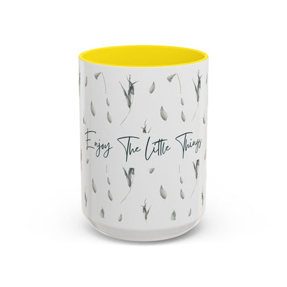 Enjoy The Little Things Accent Coffee Mug — Minimal Floral 11/15oz