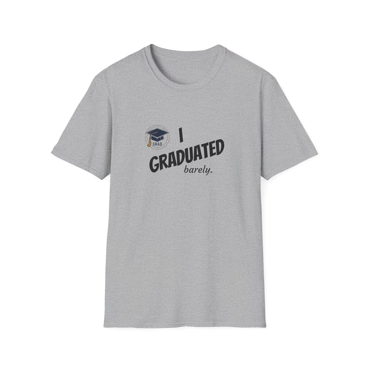 Graduation T-Shirt - "I Graduated (Barely)" Funny Grad Tee with Cap Graphic