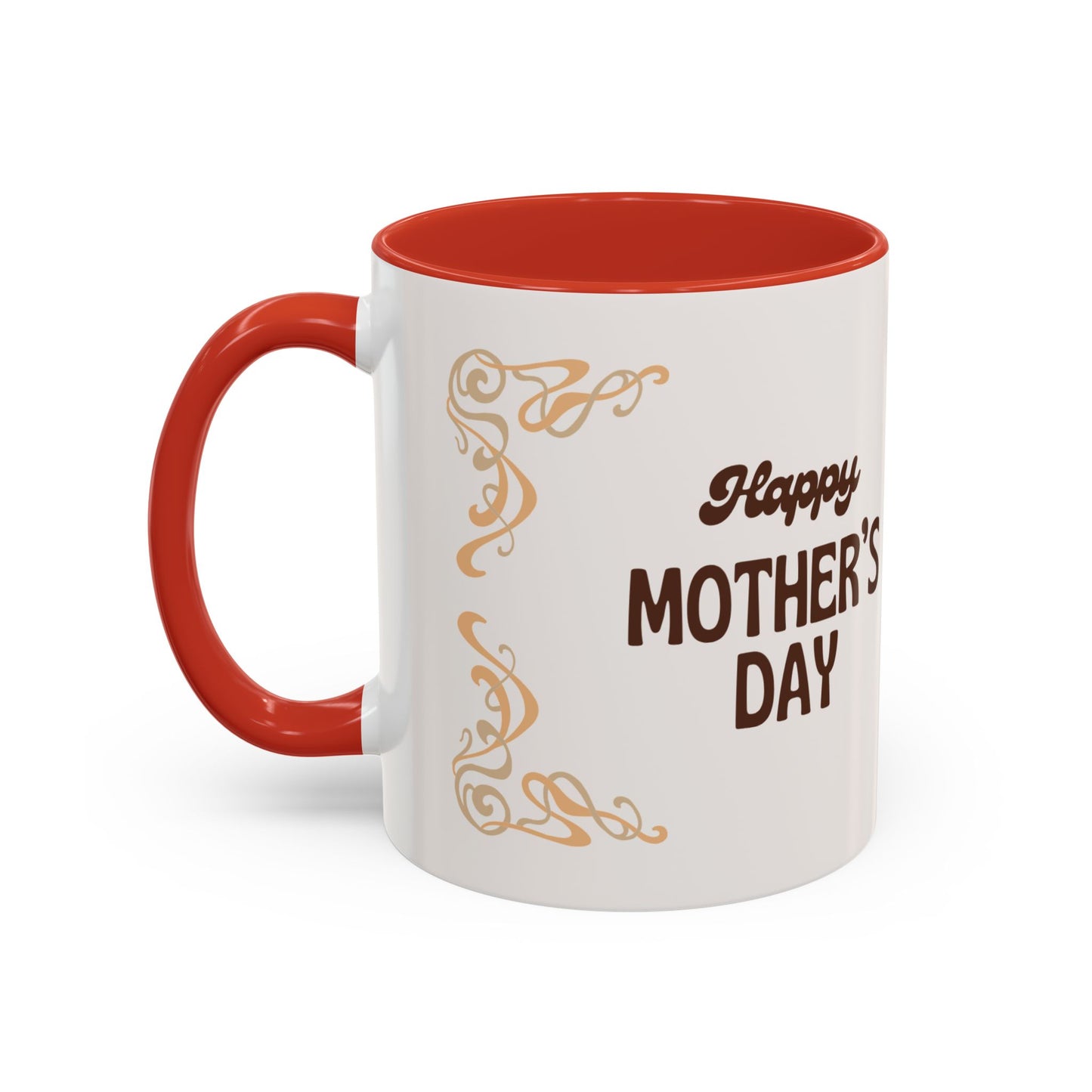 Mother's Day Accent Coffee Mug — Personalized Photo Floral Frame, "Happy Mother's Day" Gift