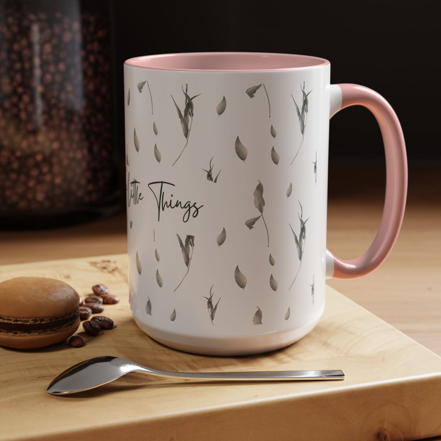 Enjoy The Little Things Accent Coffee Mug — Minimal Floral 11/15oz