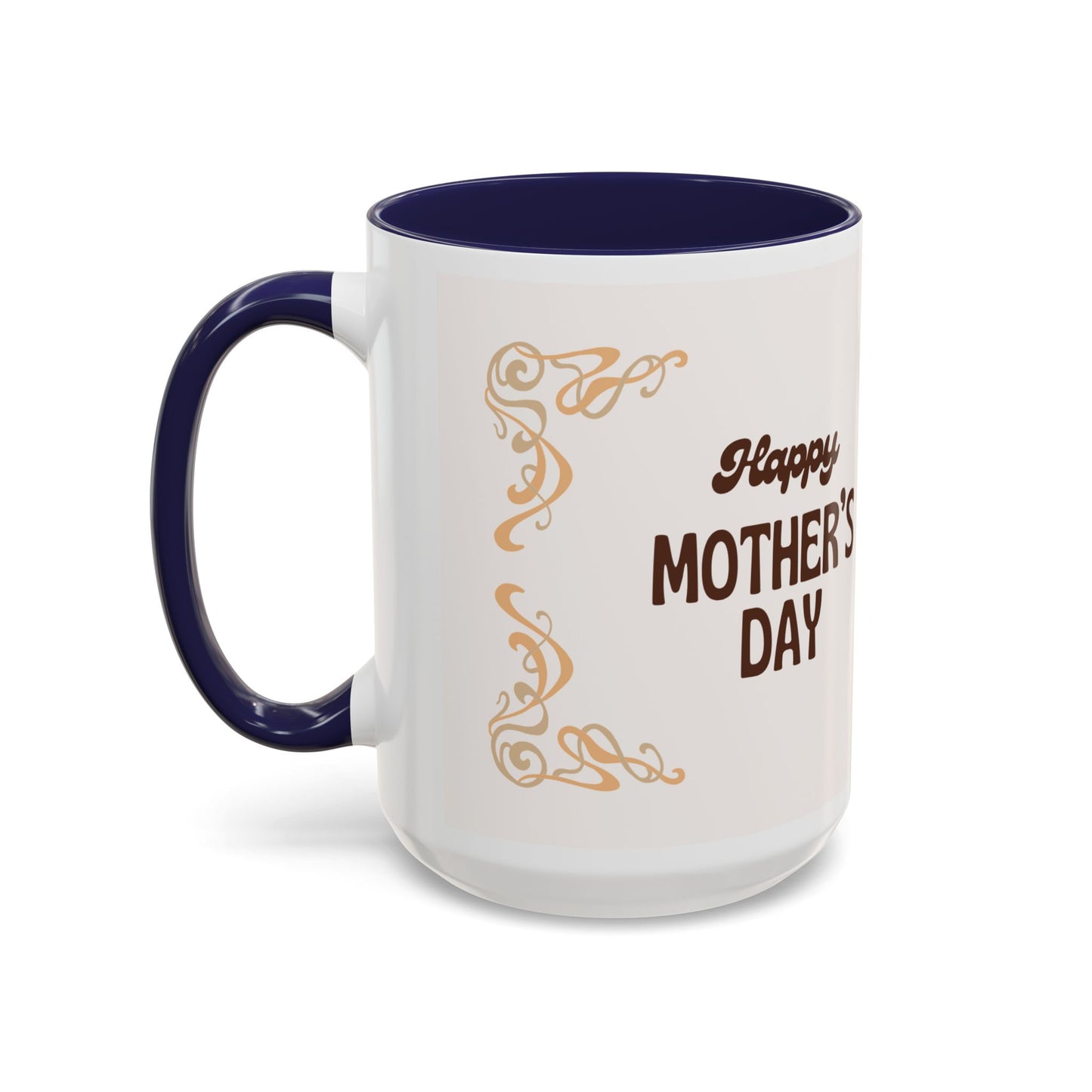 Mother's Day Accent Coffee Mug — Personalized Photo Floral Frame, "Happy Mother's Day" Gift