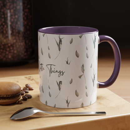 Enjoy The Little Things Accent Coffee Mug — Minimal Floral 11/15oz