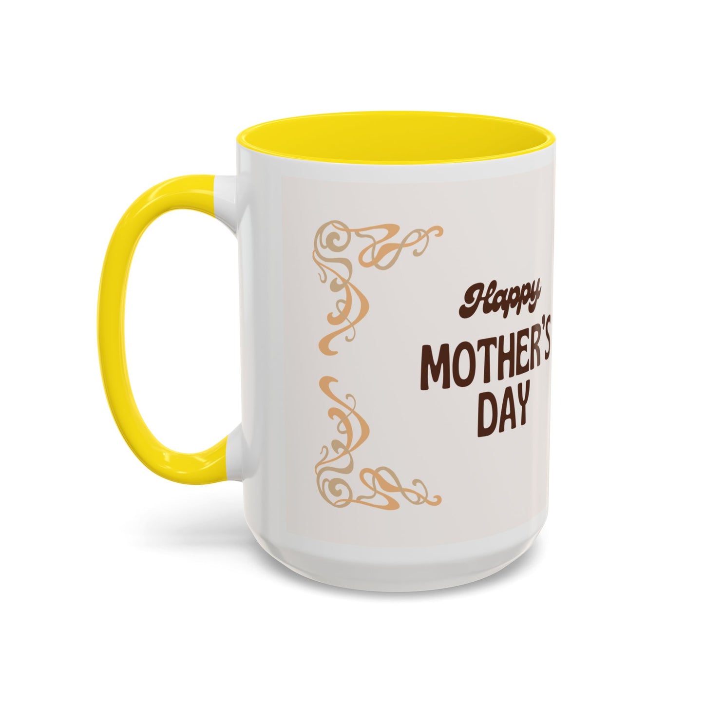 Mother's Day Accent Coffee Mug — Personalized Photo Floral Frame, "Happy Mother's Day" Gift
