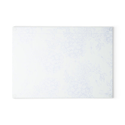 Glass Cutting Board – Pastel Hydrangea Floral Pattern, Decorative Nonporous Chopping Board