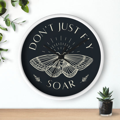 Wall Clock – “Don’t Just Fly, Soar” Moth Motivational Clock