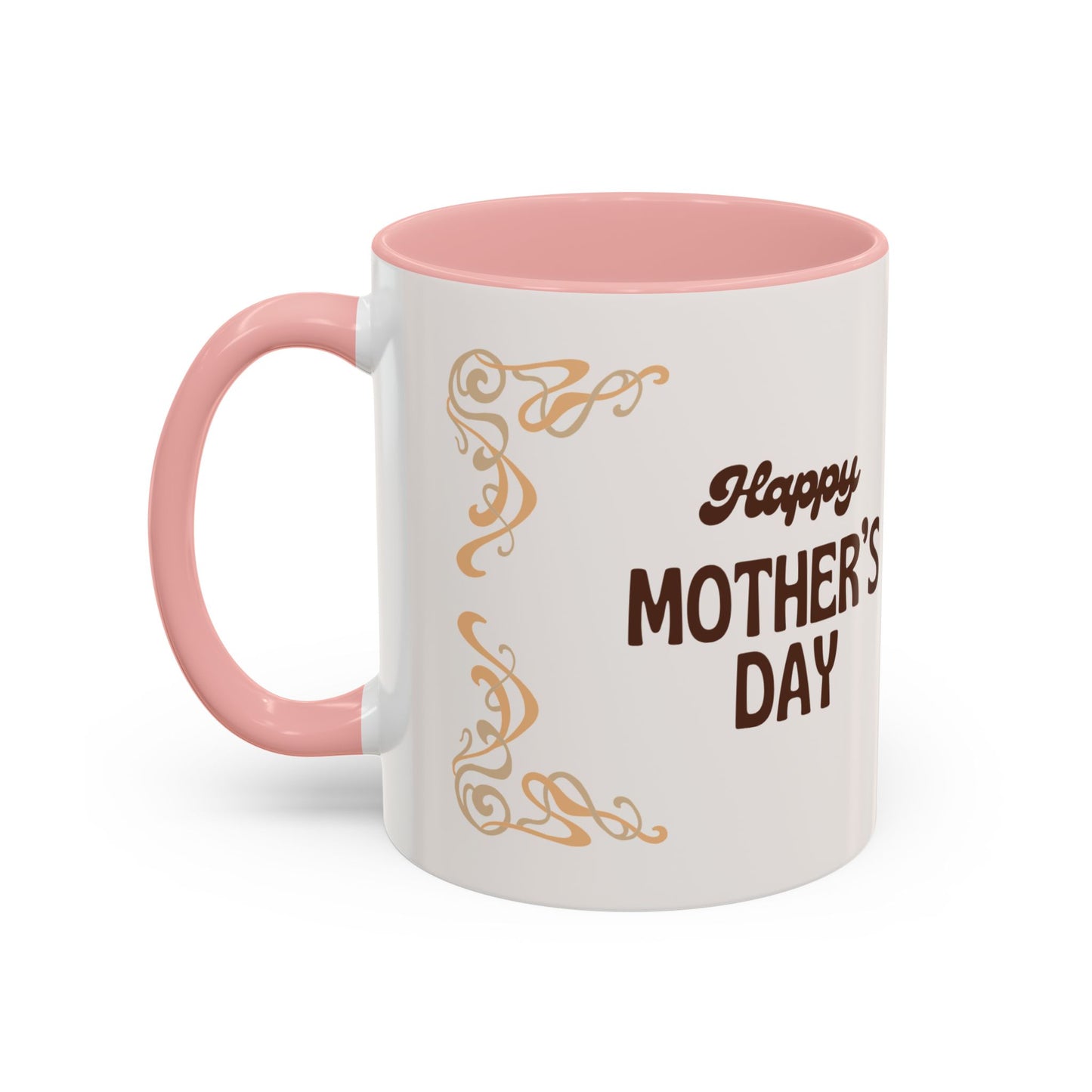 Mother's Day Accent Coffee Mug — Personalized Photo Floral Frame, "Happy Mother's Day" Gift