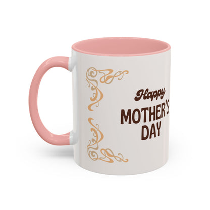 Mother's Day Accent Coffee Mug — Personalized Photo Floral Frame, "Happy Mother's Day" Gift