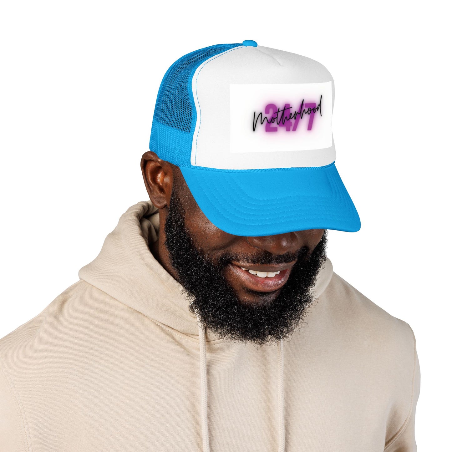 1997 Motherhood Trucker Hat — Retro Pink Script Foam Mesh Cap