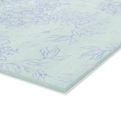 Glass Cutting Board – Pastel Hydrangea Floral Pattern, Decorative Nonporous Chopping Board