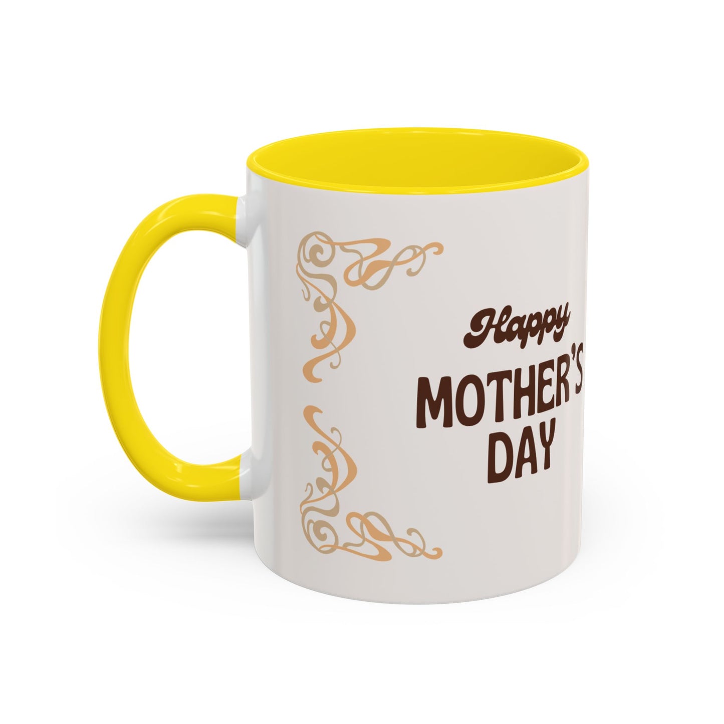 Mother's Day Accent Coffee Mug — Personalized Photo Floral Frame, "Happy Mother's Day" Gift