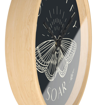 Wall Clock – “Don’t Just Fly, Soar” Moth Motivational Clock