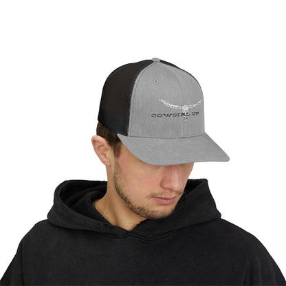 Longhorn Skull Snapback Trucker Cap – Rustic Western Cowboy Hat